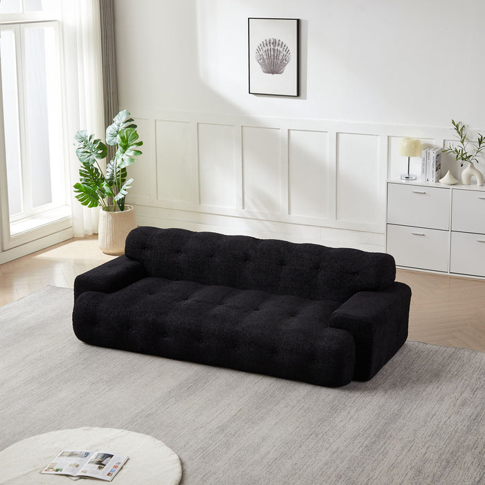 Cloud Series Minimalist Button Tufted Square Arm 3 Seater Sofa