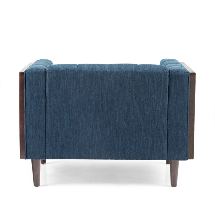 Contemporary Club Chair With Button Tufted Waffle Stitch