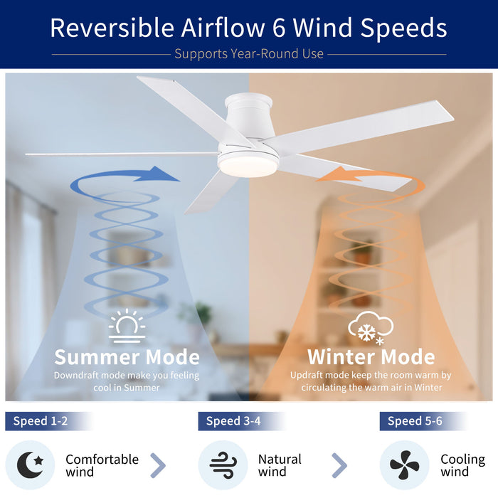 Flush Mount Ceiling Fan With Light