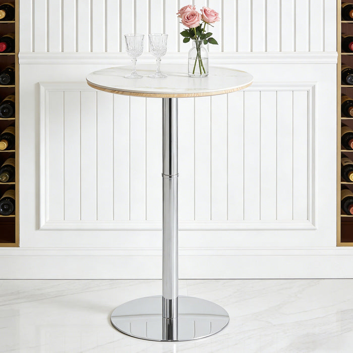 Circular Bar Table - White / Silver