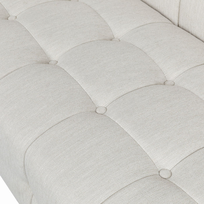 Contemporary 3 Seater Sofa With Button Tufted Waffle Stitching - Beige