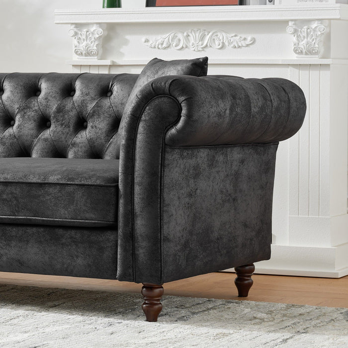 Chesterfield Loveseat, High Tech Fabric Roll Armrest