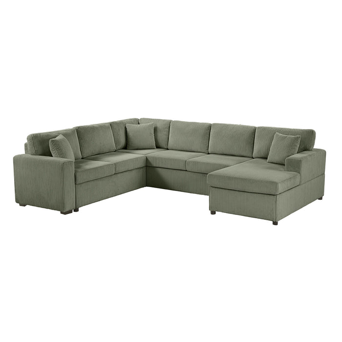 Oversized Sectional U-Shaped Sofa With Chaise Lounge And Three Soft Throw Pillows