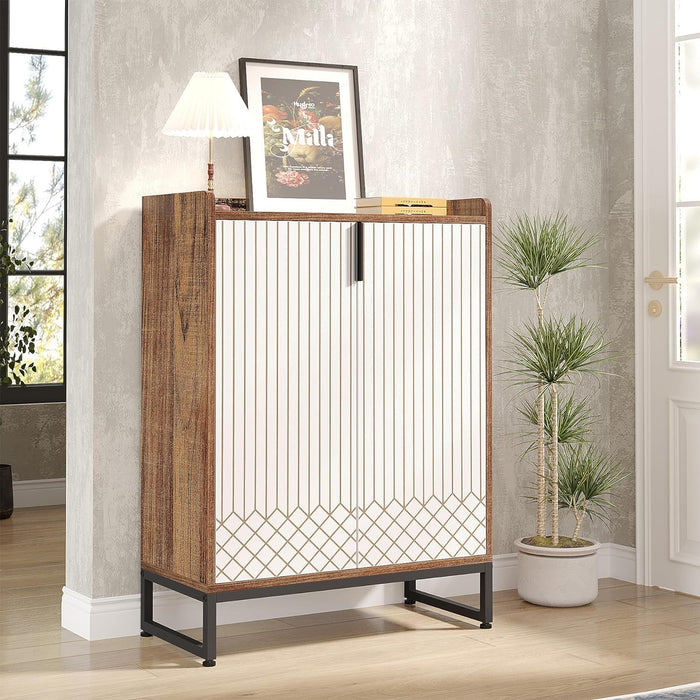 5 Tier Shoe Cabinet With Doors, Compact Entryway Storage Organizer