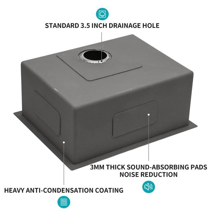 Undermount Stainless Steel Kitchen Sink, Deep Single Bowl Basin