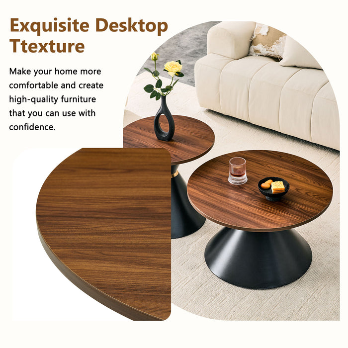 2 Piece Round Coffee Table Set For Living Room