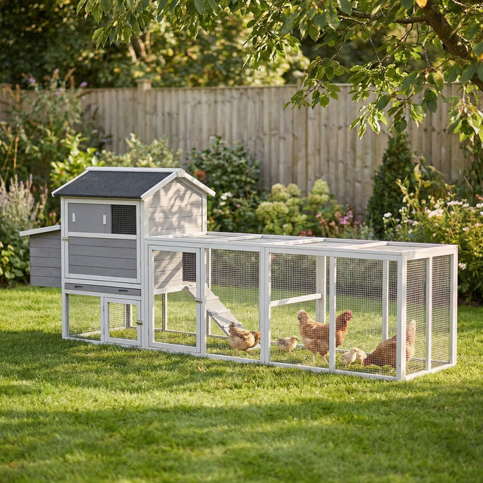 Chicken Coop, Large Outdoor Hen House With Run And Nesting Box Poultry Cage