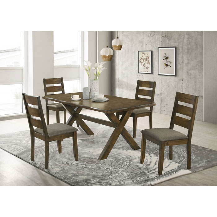 Carbon - Rectangular Dining Table With X Base Design - Brown