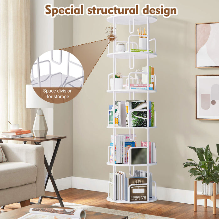 Rotating Bookshelf Tower 5 Tier Spinning 360 Degree Revolving Storage Shelf