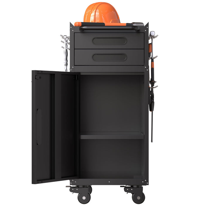 Rolling Tool Cabinet Heavy Duty Garage Storage With Lockable Doors & Drawers