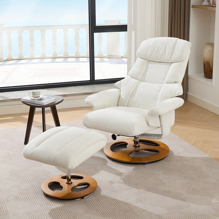 Ergonomic Recliner Chair With Ottoman, Modern 360° Swivel With Footstool