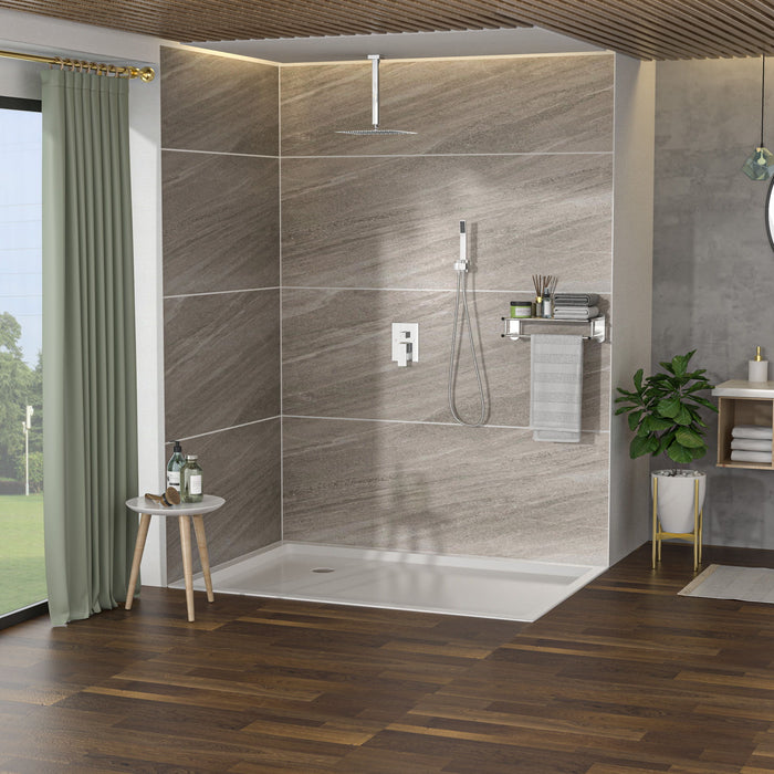 Dual Shower Head System With Ceiling Mount And Rough In Valve