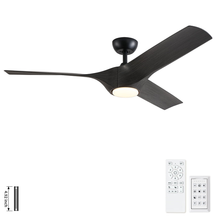 Reversible Quiet Motor Ceiling Fan Light With ABS Blades - Black / Gray