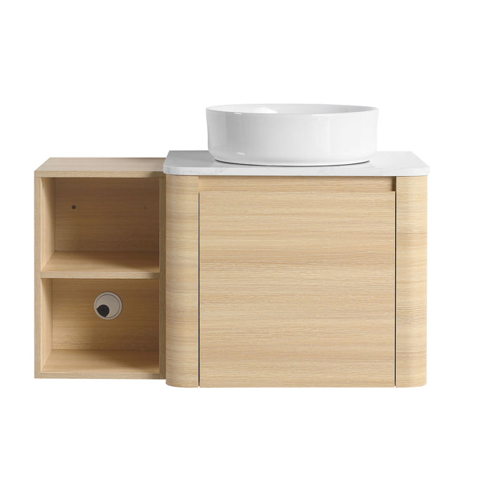 Mounted Bathroom Vanity With Art Sink, Storage Shelves, Soft Close Door