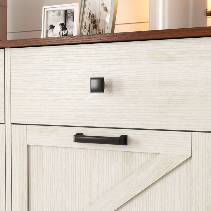 Double Tilt Out Trash Cabinet With Hideaway Drawer And Barn Door Style