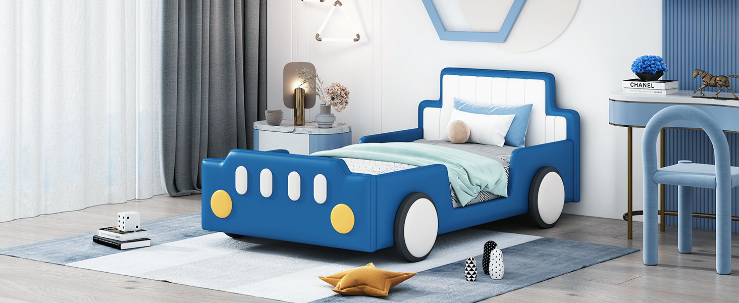 Race Car Shaped Platform Bed With Wheels