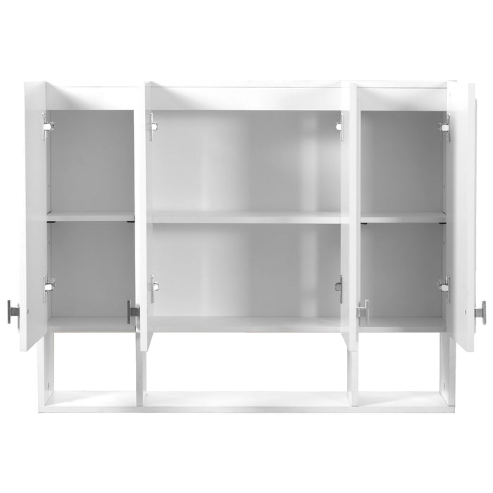 Bathroom Cabinet With 3 Adjustable Shelves Wall Mounted Medicine Cabinet, Soft Closing Hinges, Open Shelving Design - White