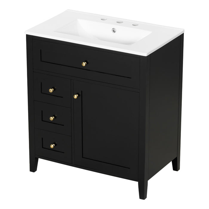 Modern Bathroom Vanity With Sink, 3 Drawers And Adjustable Shelf
