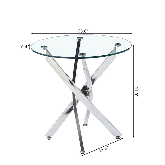 Modern Round Tempered Glass Table With Chrome Legs