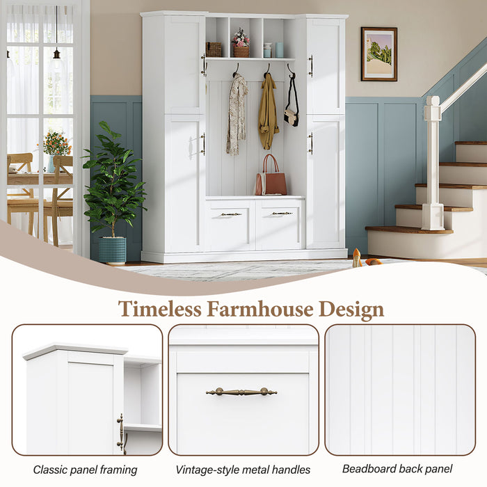 Hall Tree With 4 Side Cabinets