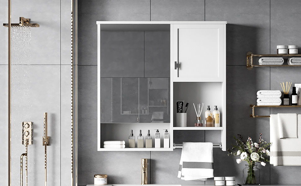Modern Wall Mounted Bathroom Medicine Cabinet, Bathroom Wall Storage Cabinet With Mirror