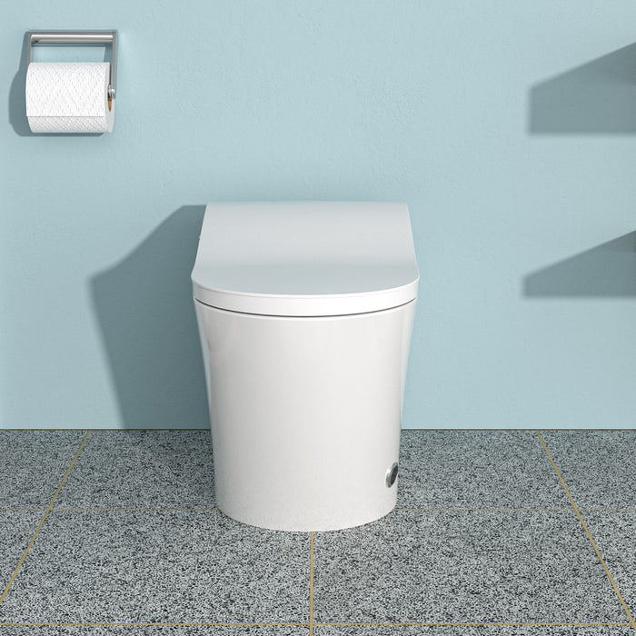 Smart Bidet Toilet Combo With Auto Open & Close, Heated Seat, Foot Sensor Flush, LED Display, Ceramic - White