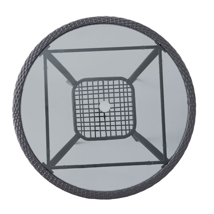 Bistro Table With Iron Frame And Glass Top - Gray