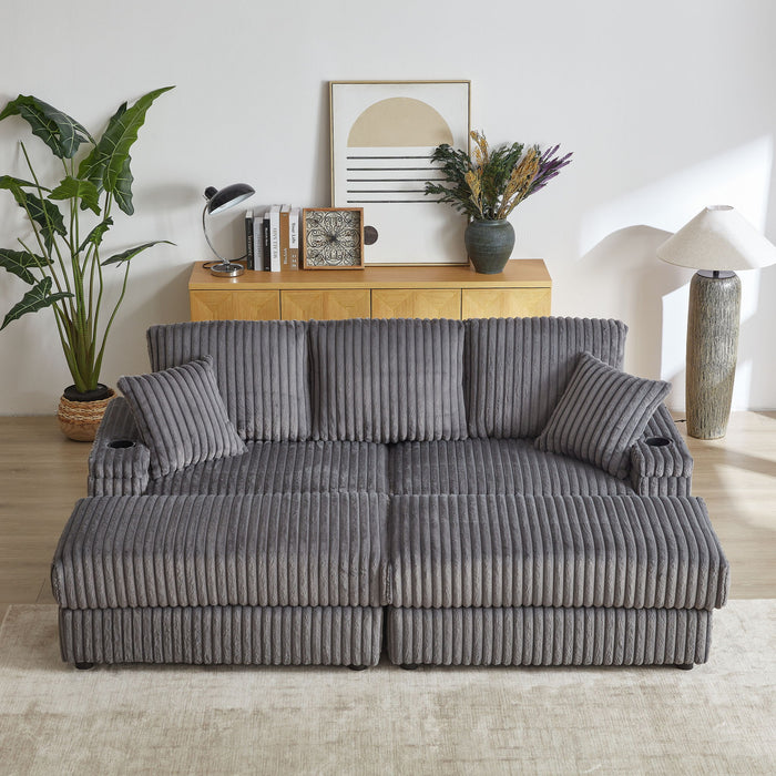3 Seater Sofa With 2 Ottomans For Living Room