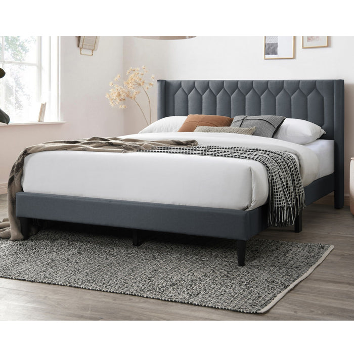 Platform Bed With Diamond Tufted Headboard