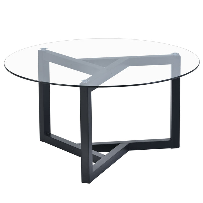 Round Glass Coffee Table Modern Cocktail Table