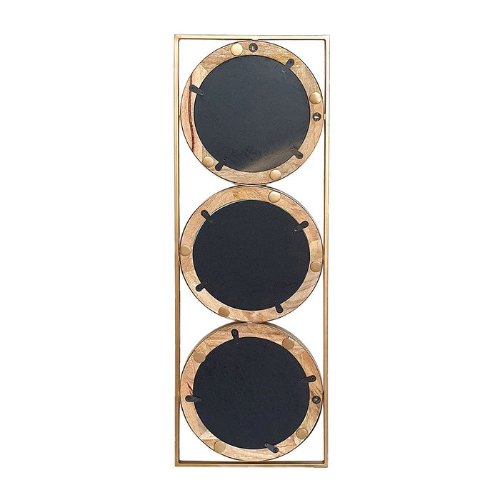 3 Mirror Piece Wall Mirror InRectangular Frame, Home Wall Decor For Bedroom Living Room - Brown