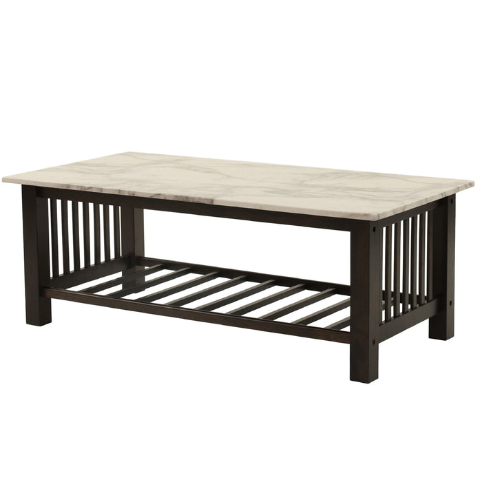 3 Piece Occasional Table Set, 1 Coffee Table And 2 End Tables, Open Storage Design - Walnut