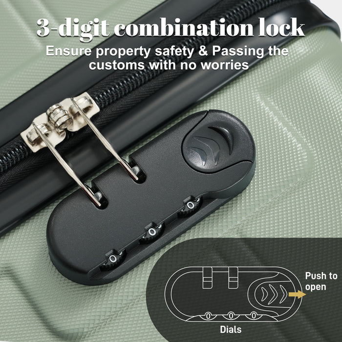 6 Piece Lightweight Hardshell Luggage Set With Double Spinner Wheels, Password Lock