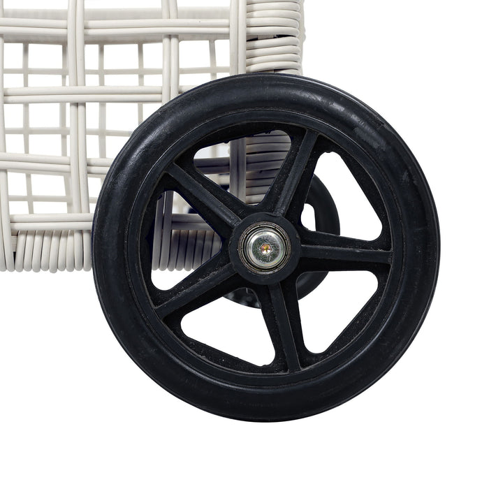 Outdoor Lounge Chair With 5 Position Backrest With Cushion And Wheels