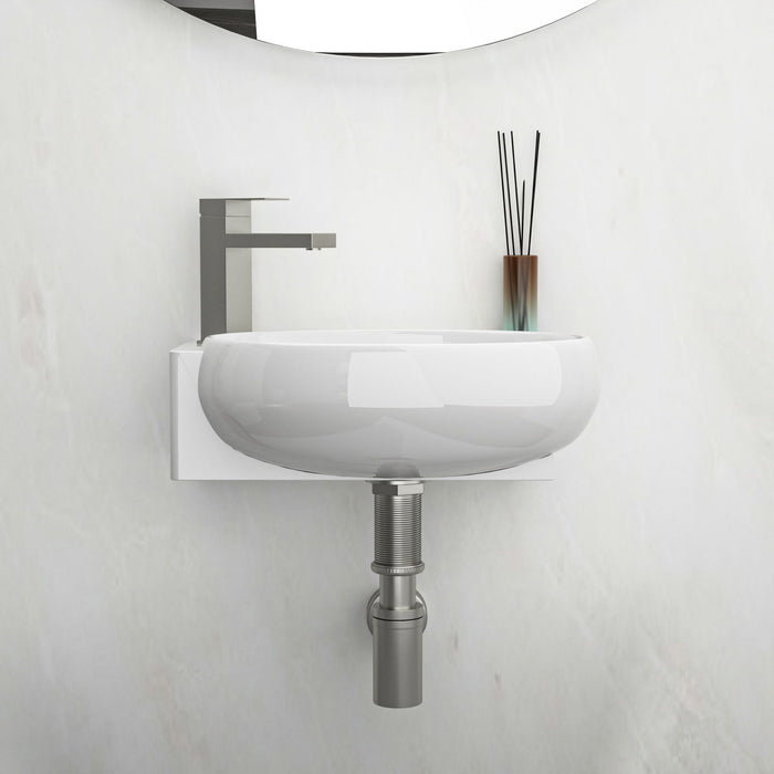 Modern Aesthetic Rectangle Wall Mount Bathroom Sink With Single Faucet Hole