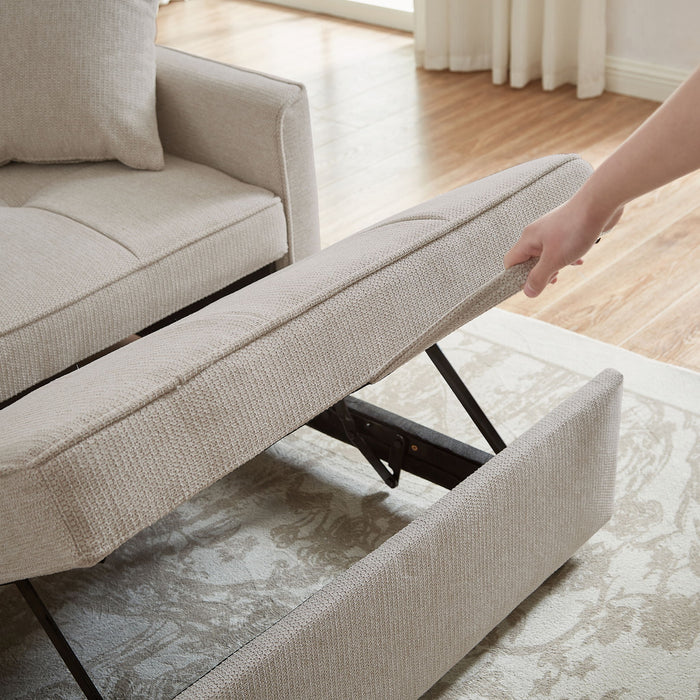 3 In 1 Convertible Sleeper Sofa Bed, Reclining Backrest, Pillows, Pockets