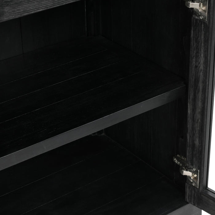 Macarthur - Reclaimed Oak 4 Door Cabinet - Aged Black