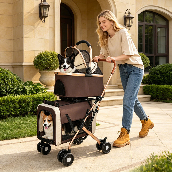 Double Pet Stroller For Dogs And Cats