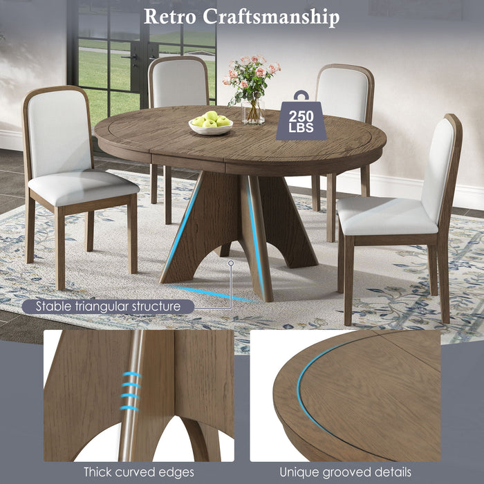 Extendable Dining Table With Sturdy Crossed Legs
