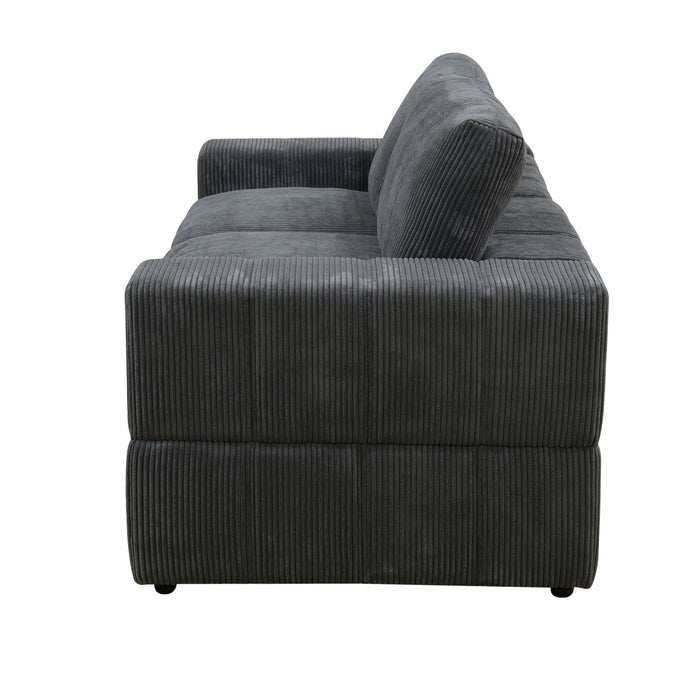 Oversized Modular Loveseat, 2 Piece Living Room Sofa Set - Dark Gray