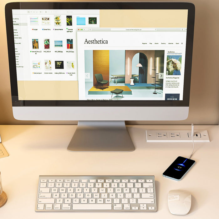 Computer Desk With 4 In 1 Socket & 3 Drawers, 4 Tier Shelves