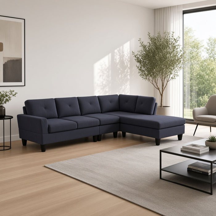 Modular L - Shaped Sectional Sofa 6 Seater 4 Piece Couch With Chaise