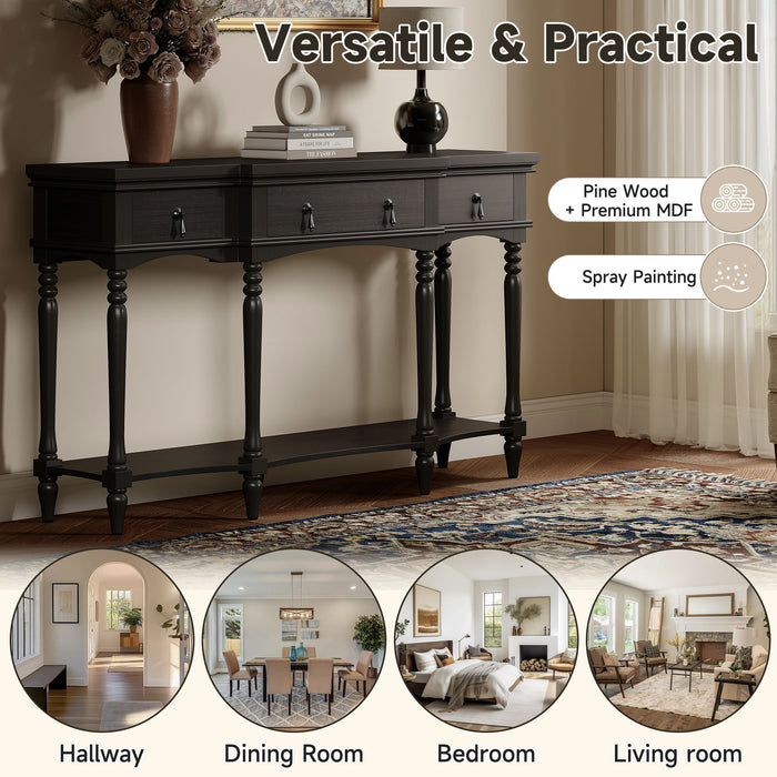 Retro Console Table With 3 Soft Close Drawers