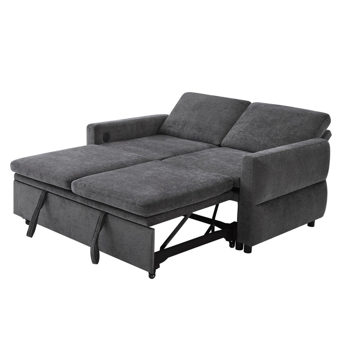 Convertible Sofa Bed Loveseat With Adjustable Backrest And USB Ports