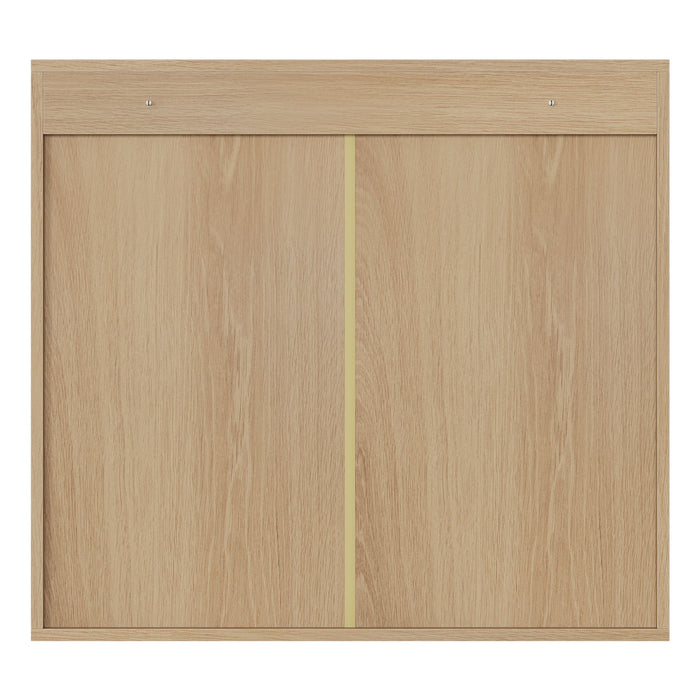 Wall Mounted Bathroom Cabinet With Double Doors And Vertical Grooved Design For Bathrooms - Oak