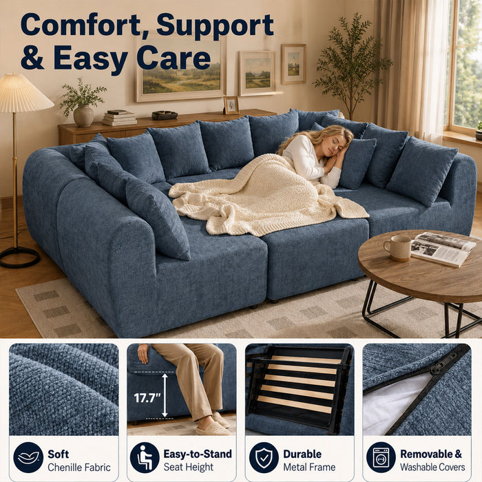 8 Seater U-Shaped Couch With Ottoman