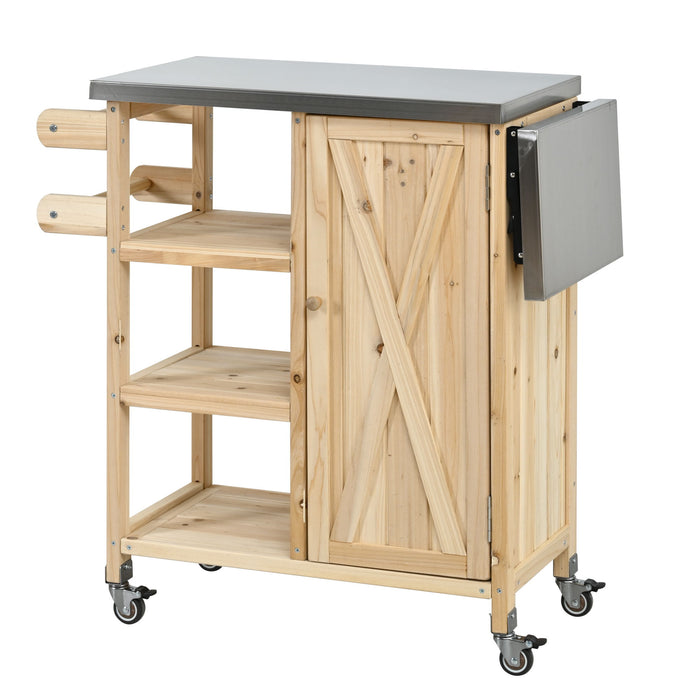 Foldable Outdoor Kitchen Island With Storage Cabinet