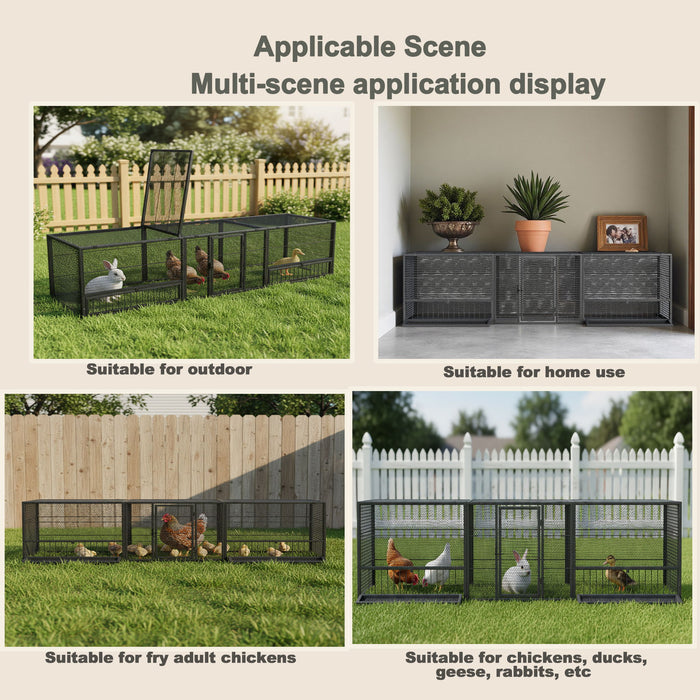 Thickened Chicken Coop For Outdoor - Black / Silver