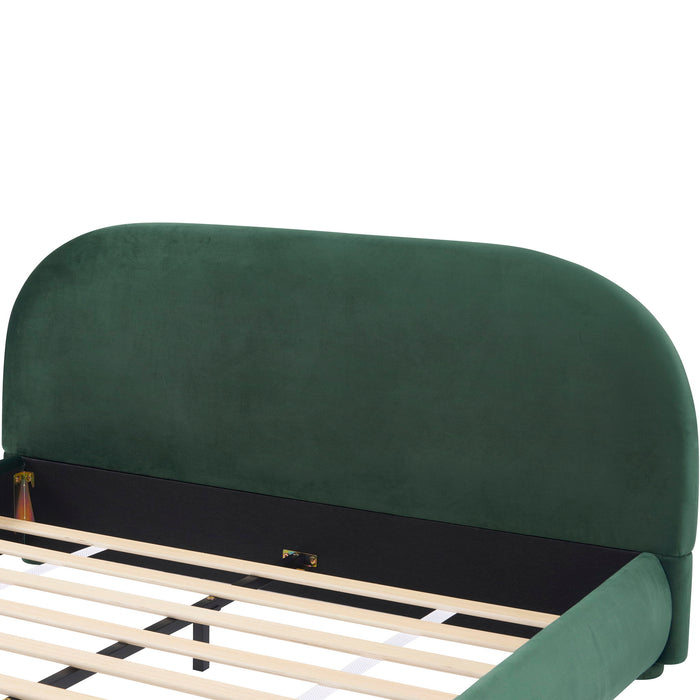 Upholstered Simple Modern Bedroom Bed With Curved Headboard