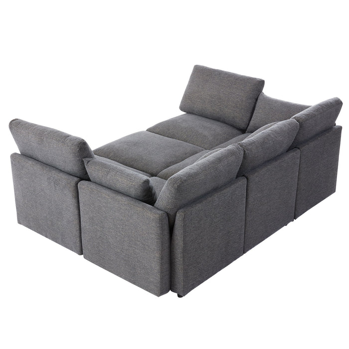 Sectional Sofa Modular U-Shaped With Ottoman & USB Ports